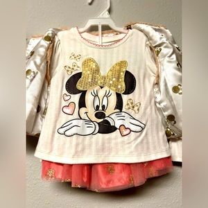Disney Minne Mouse 3 piece outfit 3T Skirt and vest